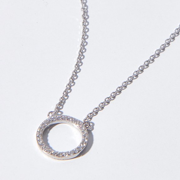 🌟925 Sterling Silver Dainty Round Pave Necklace - Picture 2 of 7